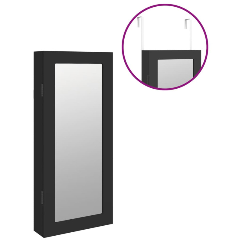 Produktbild för Spegelskåp svart väggmonterat 30x8,5x67 cm