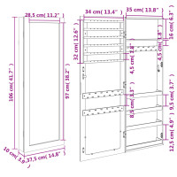 Produktbild för Spegelskåp väggmonterat 37,5x10x106 cm