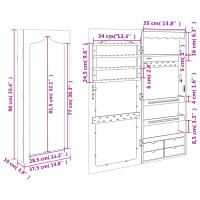 Produktbild för Spegelskåp svart väggmonterat 30x8,5x90 cm