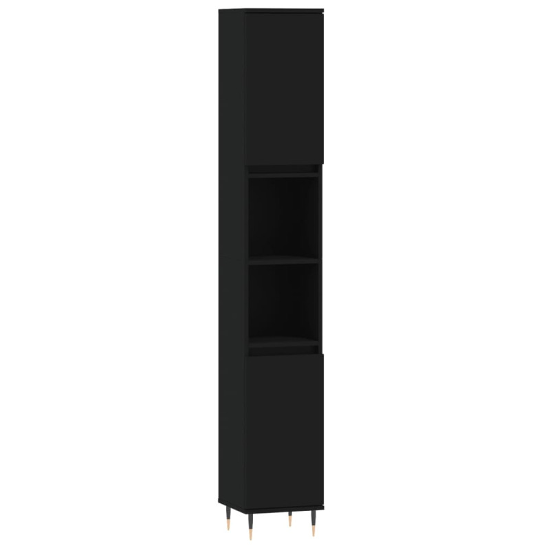 Produktbild för Badrumsmöbler 3 delar set svart konstruerat trä