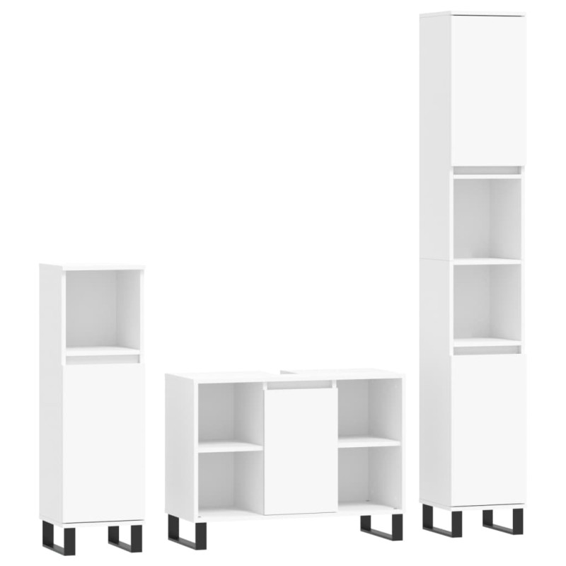 Produktbild för Badrumsmöbler 3 delar set vit konstruerat trä