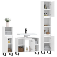 Miniatyr av produktbild för Badrumsmöbler 3 delar set vit konstruerat trä
