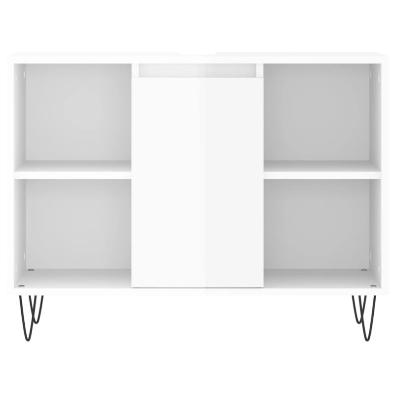 Produktbild för Badrumsmöbler set 3 delar vit högglans konstruerat trä