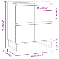 Produktbild för Byrå rökfärgad ek 60x35x70 cm konstruerat trä