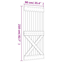 Produktbild för Skjutdörr med beslag 90x210 cm massiv furu