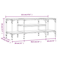 Produktbild för Tv-bänk rökfärgad ek 121x35x45 cm konstruerat trä & järn