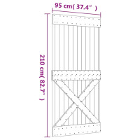 Produktbild för Skjutdörr med beslag 95x210 cm massiv furu