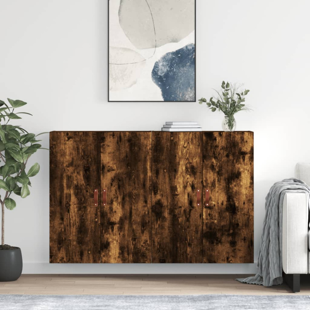 Produktbild för Väggskåp 2 st rökfärgad ek 69,5x34x90 cm