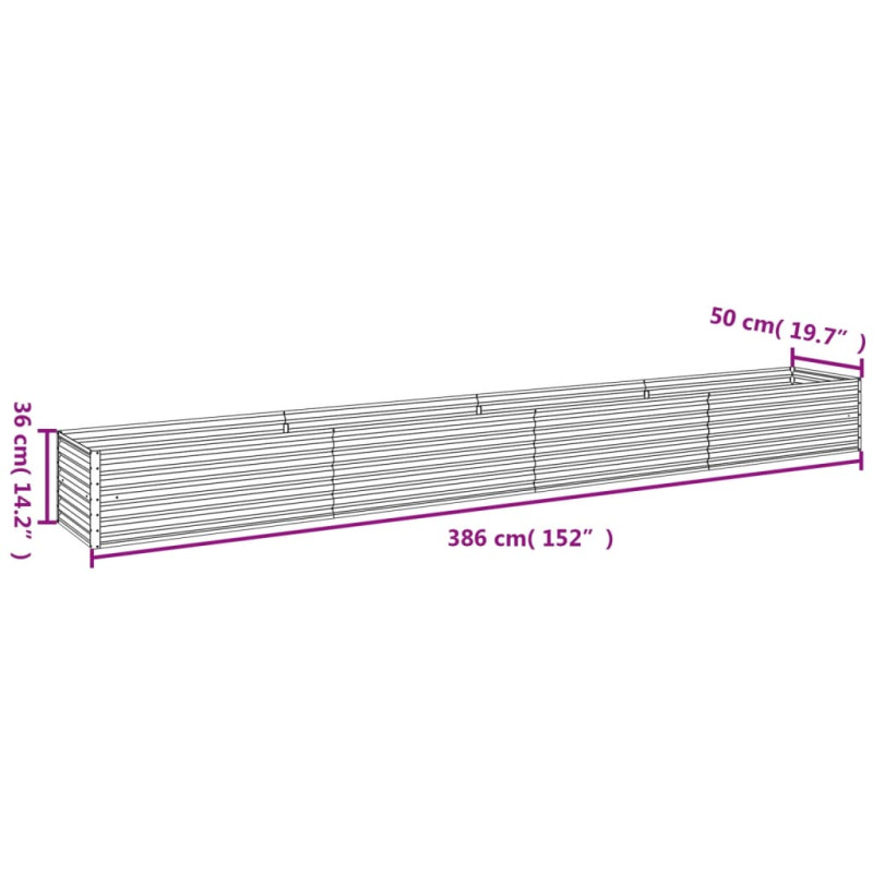 Produktbild för Odlingslåda 386x50x36 cm rosttrögt stål