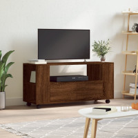 Miniatyr av produktbild för Tv-bänk brun ek 102x34,5x43 cm konstruerat trä