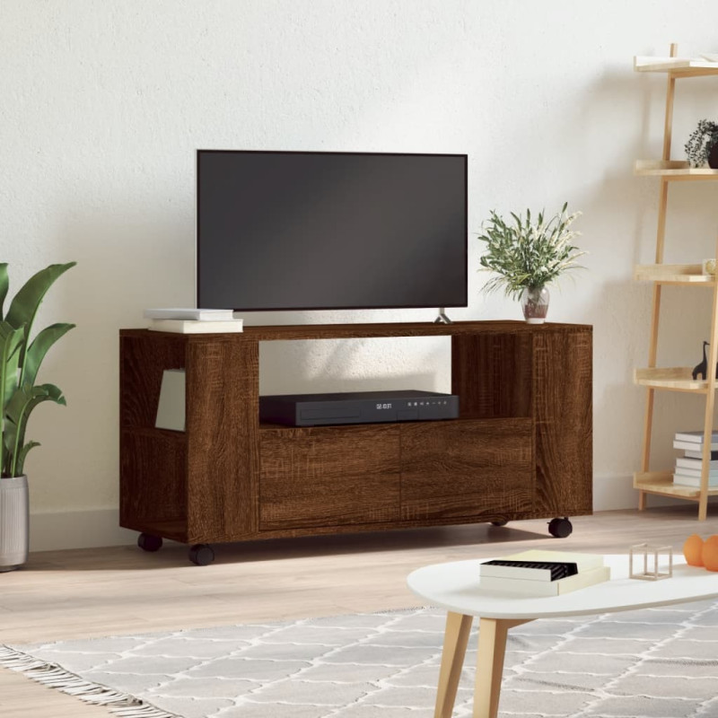 Produktbild för Tv-bänk brun ek 102x34,5x43 cm konstruerat trä