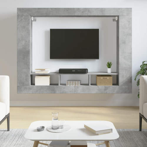 vidaXL Tv-hylla betonggrå 152x22x113 cm konstruerat trä