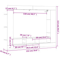 Produktbild för Tv-hylla betonggrå 152x22x113 cm konstruerat trä