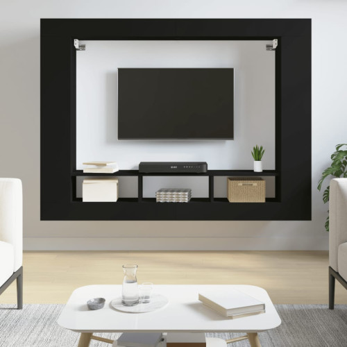 vidaXL Tv-skåp svart 152x22x113 cm konstruerat trä