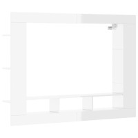 Miniatyr av produktbild för Tv-hylla vit högglans 152x22x113 cm konstruerat trä