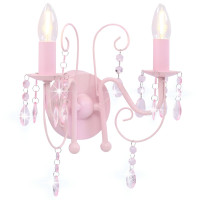 Miniatyr av produktbild för Vägglampa med pärlor rosa 2 x E14-lampor