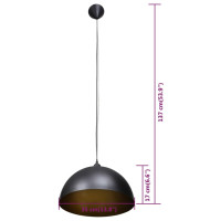 Miniatyr av produktbild för Taklampa 2 st höjdjusterbar halvrund svart