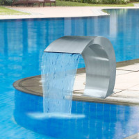 Produktbild för Poolfontän trädgårdsvattenfall i rostfritt stål 45 x 30 x 60 cm