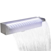 Produktbild för Rektangulärt Vattenfall Poolfontän med LEDs i rostfritt stål 45 cm
