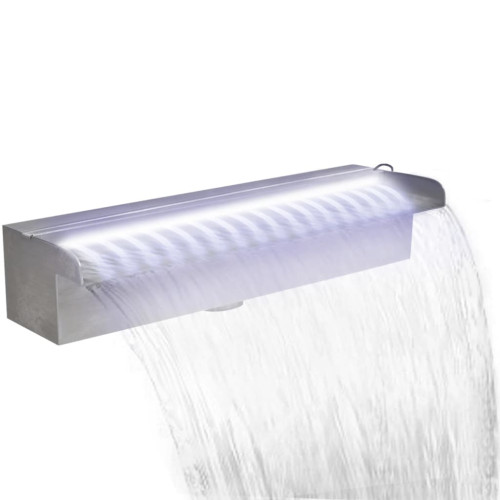 vidaXL Rektangulärt Vattenfall Poolfontän med LEDs i rostfritt stål 45 cm