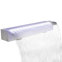 Produktbild för Rektangulärt Vattenfall Poolfontän med LEDs i rostfritt stål 60 cm