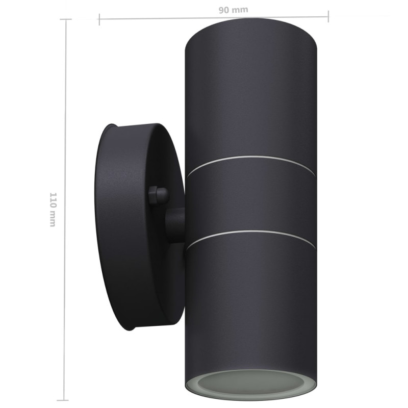 Produktbild för Utomhusvägglampa LED 2 st rostfritt stål uppåt/nedåt