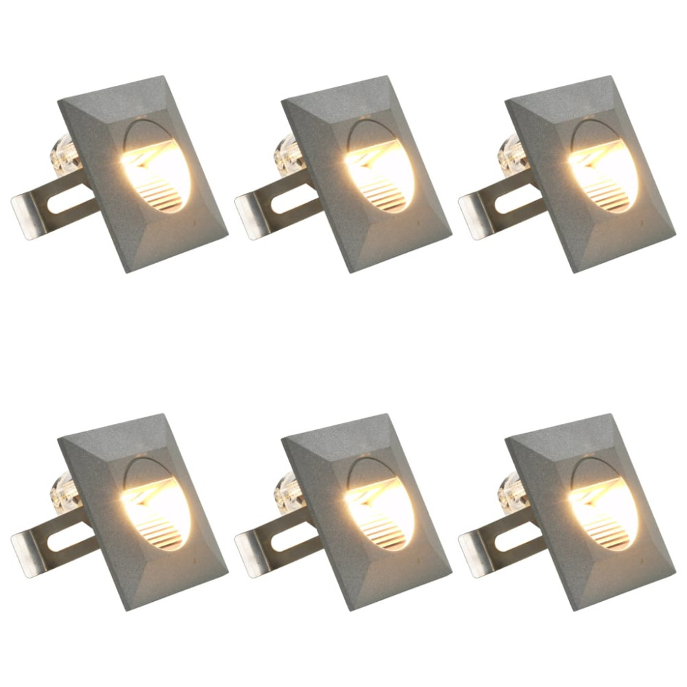 Produktbild för Utomhusvägglampa LED 6 st 2 W silver fyrkantig