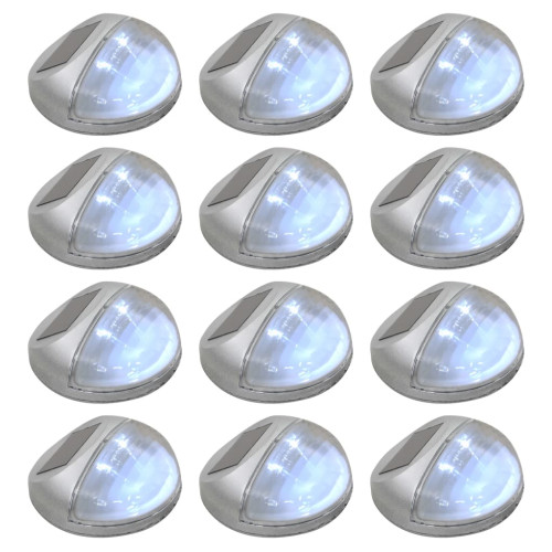 vidaXL Sollampa vägg LED set 12 st rund silver