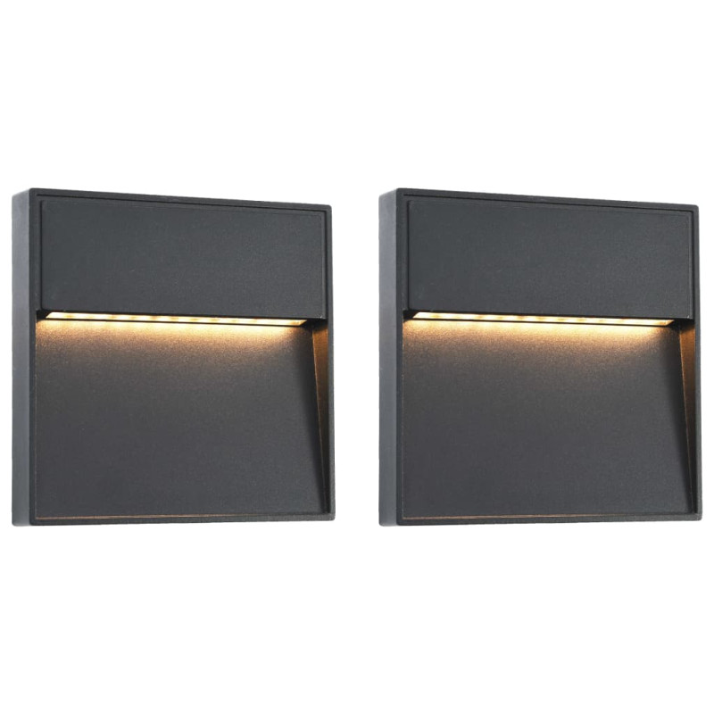 Produktbild för Utomhusvägglampa LED 2 st 3 W svart fyrkantig