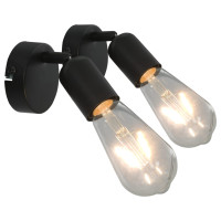 Miniatyr av produktbild för Spotlights 2 st med glödlampor 2 W svart E27
