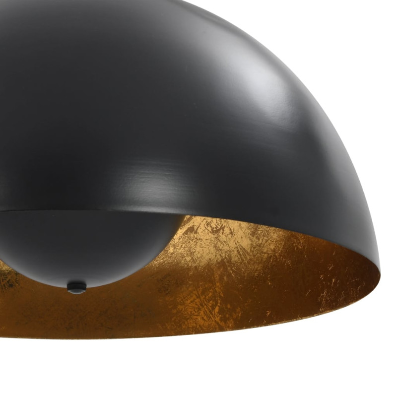 Produktbild för Taklampor 2 st svart och guld halvrund 40 cm E27