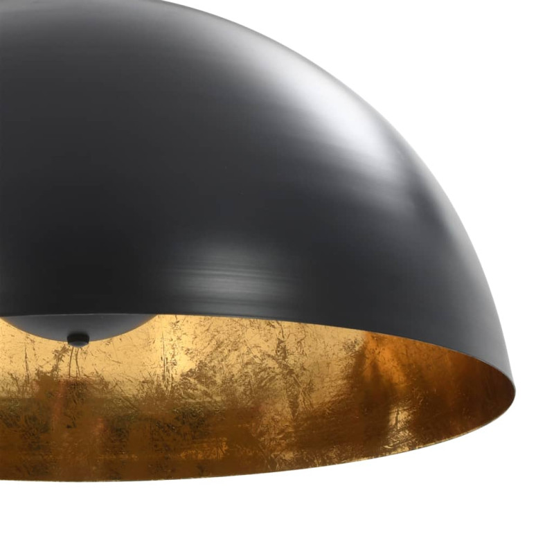 Produktbild för Taklampor 2 st svart och guld halvrunda 50 cm E27