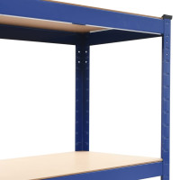Produktbild för Förvaringshylla blå stål och konstruerat trä 4 hyllplan