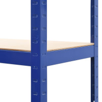 Produktbild för Förvaringshylla blå stål och konstruerat trä 4 hyllplan