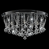 Produktbild för Taklampa med kristallpärlor silver rund 4 x G9-lampor