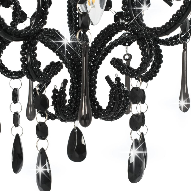 Produktbild för Taklampa med pärlor svart rund E14