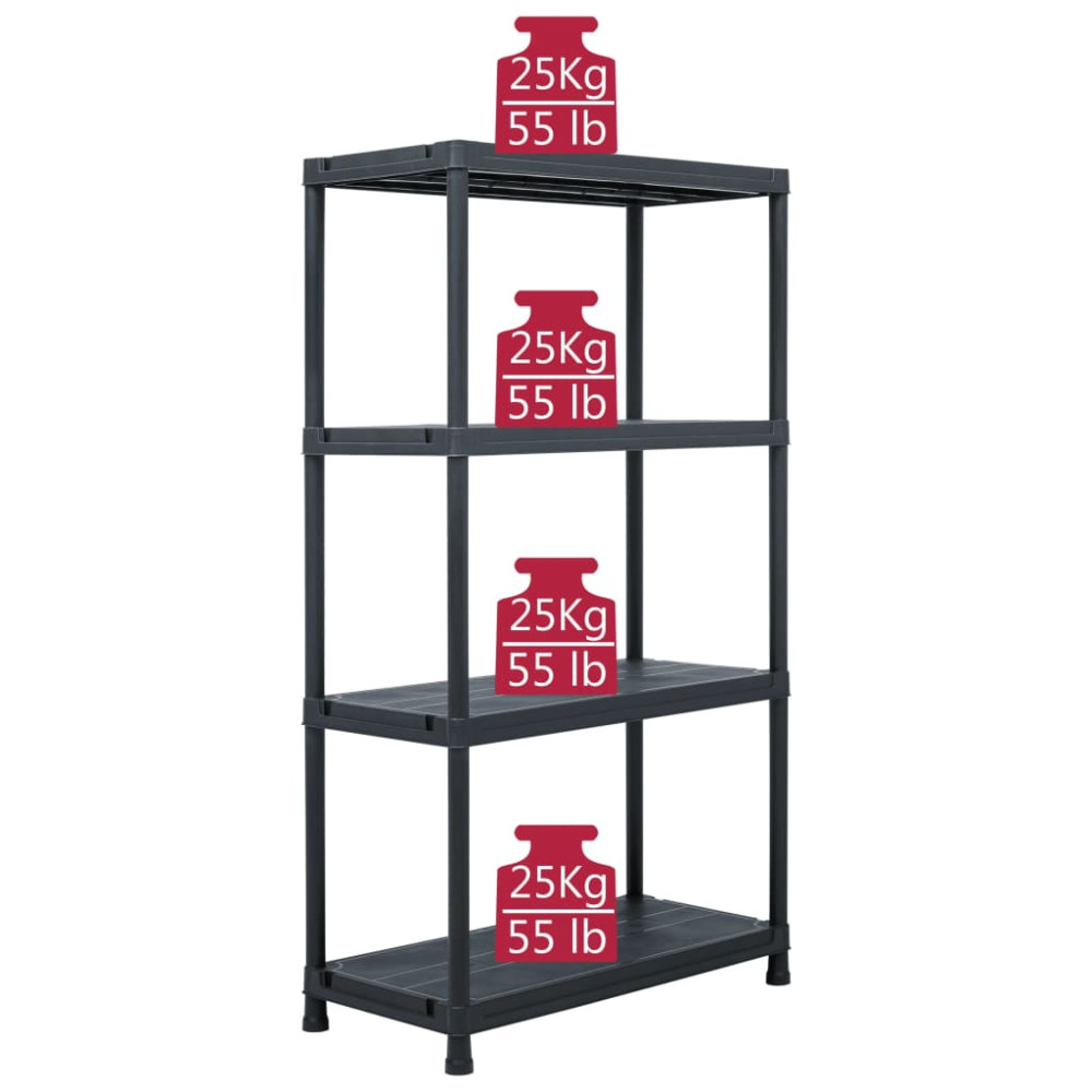 Produktbild för Förvaringshyllor 5 st svart 60x30x138 cm plast