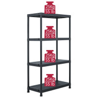 Produktbild för Förvaringshyllor 5 st svart 60x30x138 cm plast
