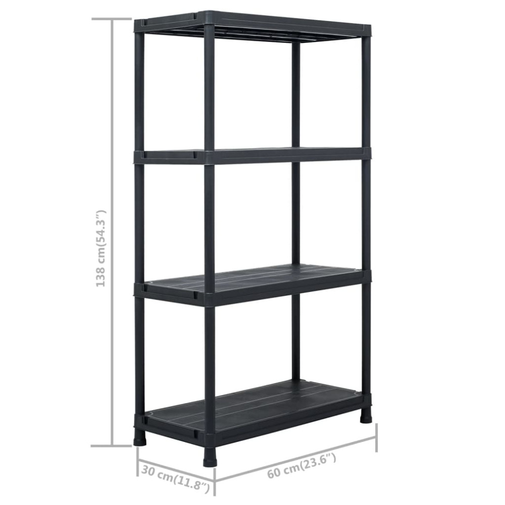 Produktbild för Förvaringshyllor 5 st svart 60x30x138 cm plast