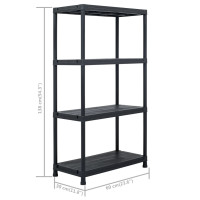 Produktbild för Förvaringshyllor 5 st svart 60x30x138 cm plast
