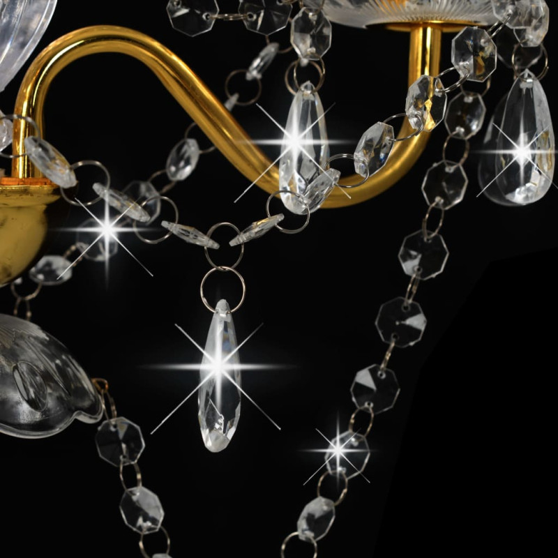 Produktbild för Takkrona med pärlor guld rund 3 x E14