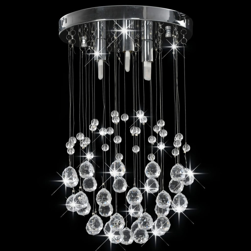 Produktbild för Taklampa med kristallpärlor silver sfär 3 x G9-lampor