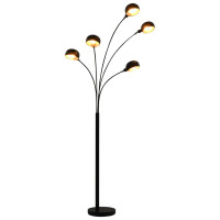 Produktbild för Golvlampa 200 cm 5 x E14 svart och guld