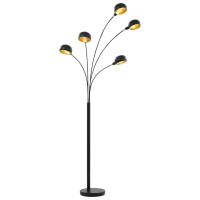 Produktbild för Golvlampa 200 cm 5 x E14 svart och guld