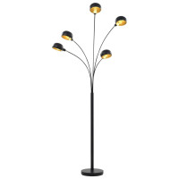 Produktbild för Golvlampa 200 cm 5 x E14 svart och guld