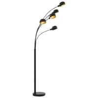 Produktbild för Golvlampa 200 cm 5 x E14 svart och guld