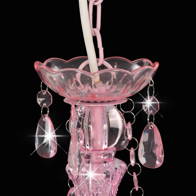 Produktbild för Takkrona med pärlor rosa rund 3 x E14