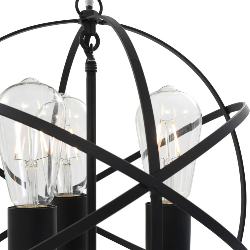 Produktbild för Hänglampa svart sfär 3 x E27-lampor