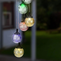 Produktbild för HI Soldrivna LED-hänglampor glas 6 lampor