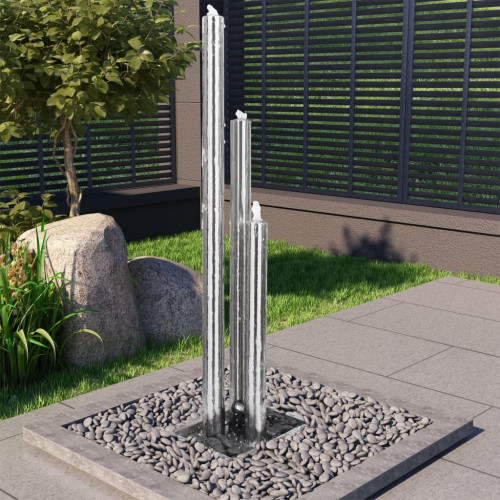 vidaXL Trädgårdsfontän silver 48x34x153 cm rostfritt stål